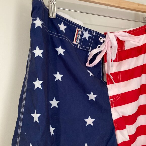 EXIST Patriotic American Flag Swim Trunks/Board Shorts Mesh Lined Men XL July - Picture 4 of 13
